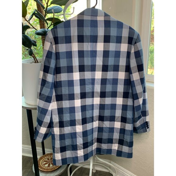 Mens Falcone Blue Check 5 Button Ventless Blazer Coat Size 42R EUC Lined 7145 - Picture 14 of 14